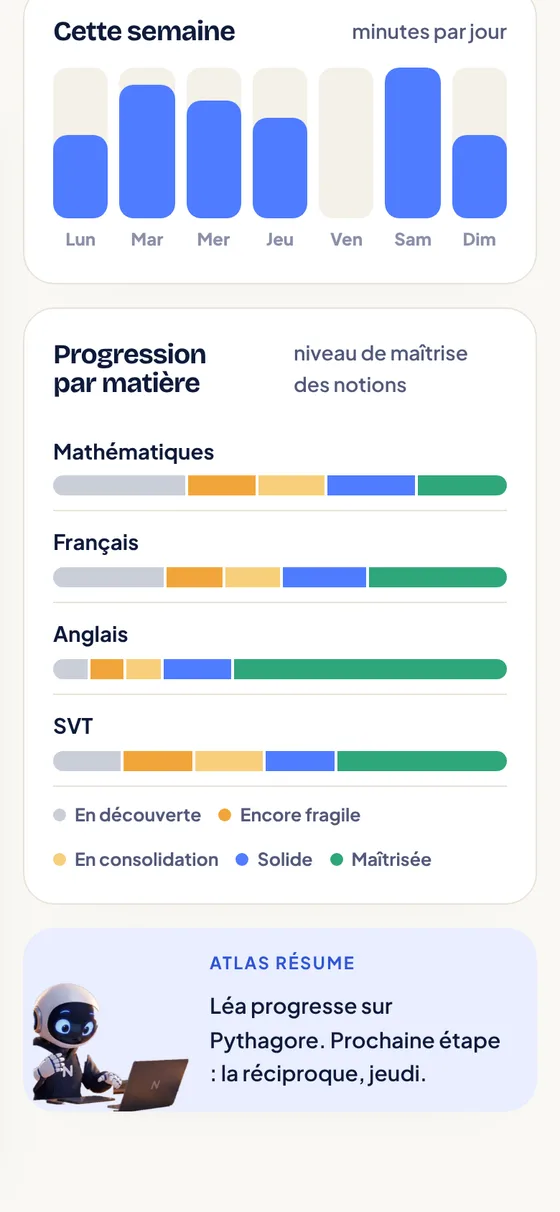 Écran de l'application : votre espace parent